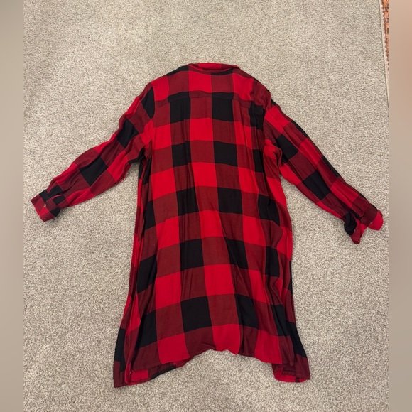 Old Navy Shirt Dress Womens Buffalo Check Plaid Red Button Front Flannel Size:XL - Picture 7 of 8